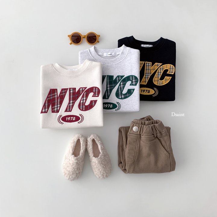 Dsaint - Korean Children Fashion - #kidsshorts - NYC Check Fleece Sweatshirt - 7