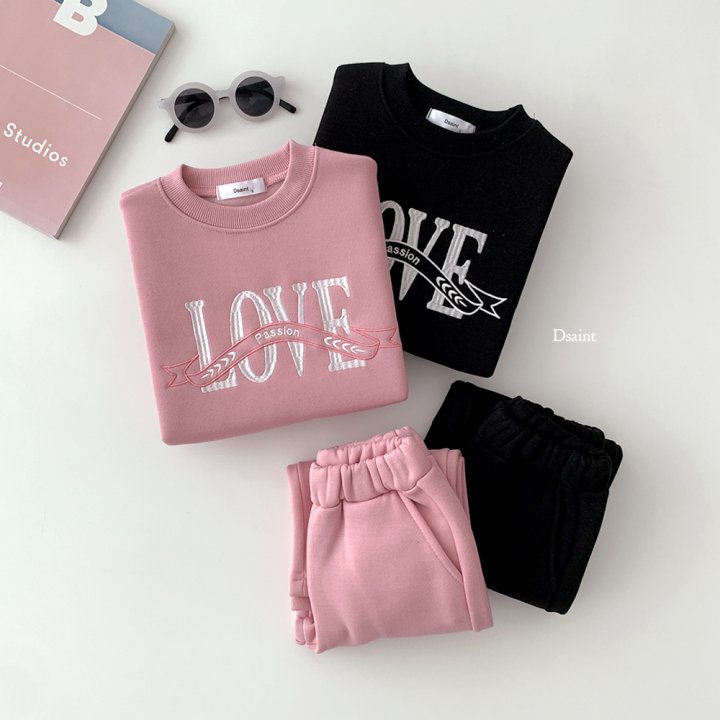 Dsaint - Korean Children Fashion - #kidsshorts - Love Wide Fleece Set - 5