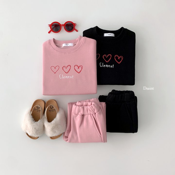 Dsaint - Korean Children Fashion - #kidsshorts - 3 Heart Wide Fleece Set - 5