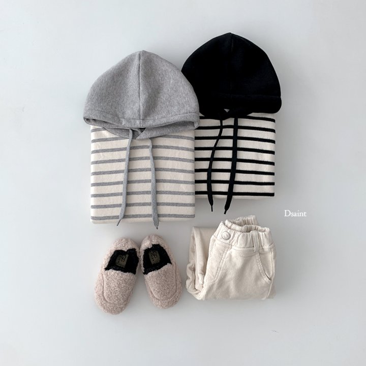Dsaint - Korean Children Fashion - #kidsshorts - Stripe Fleece Hoodie - 6