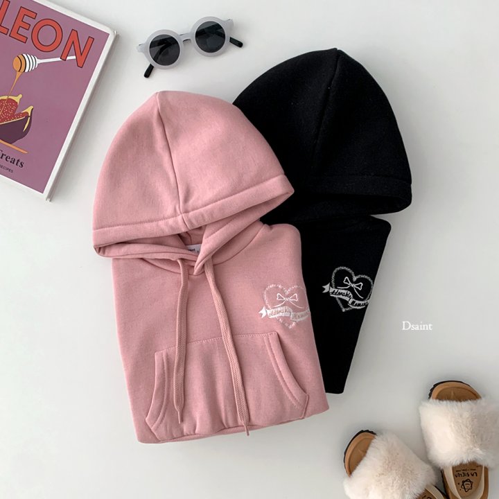 Dsaint - Korean Children Fashion - #kidsshorts - Heart Middle Ribbon Hoodie - 7