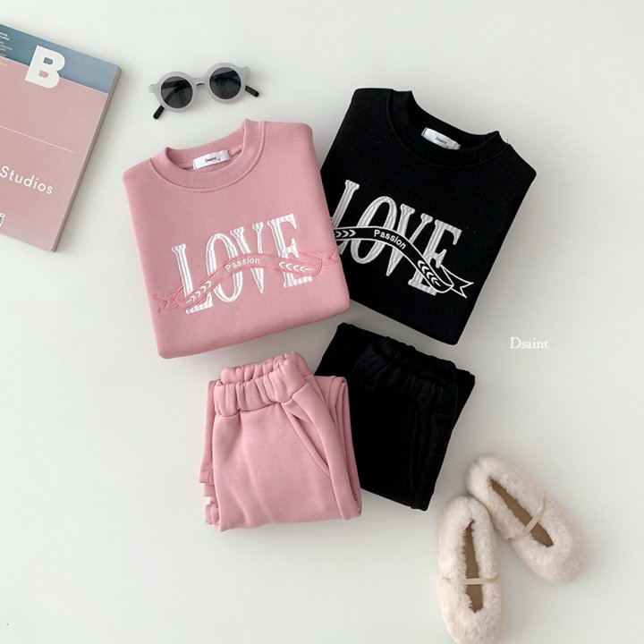 Dsaint - Korean Children Fashion - #kidsstore - Love Wide Fleece Set - 6