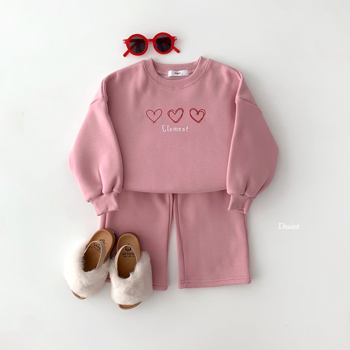 Dsaint - Korean Children Fashion - #kidsstore - 3 Heart Wide Fleece Set - 6