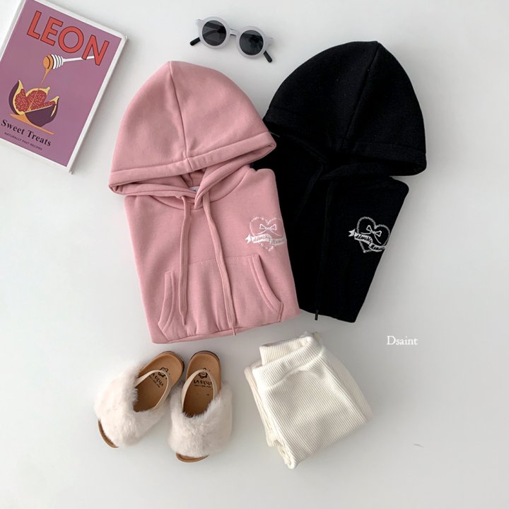 Dsaint - Korean Children Fashion - #kidsstore - Heart Middle Ribbon Hoodie - 8