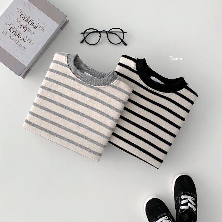 Dsaint - Korean Children Fashion - #kidsstore - Stripe Fleece Sweatshirt - 6