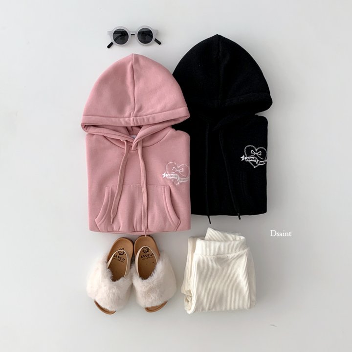 Dsaint - Korean Children Fashion - #kidzfashiontrend - Heart Middle Ribbon Hoodie - 9