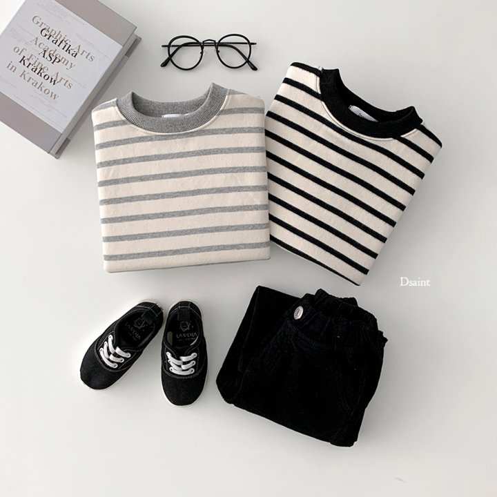Dsaint - Korean Children Fashion - #kidzfashiontrend - Stripe Fleece Sweatshirt - 7