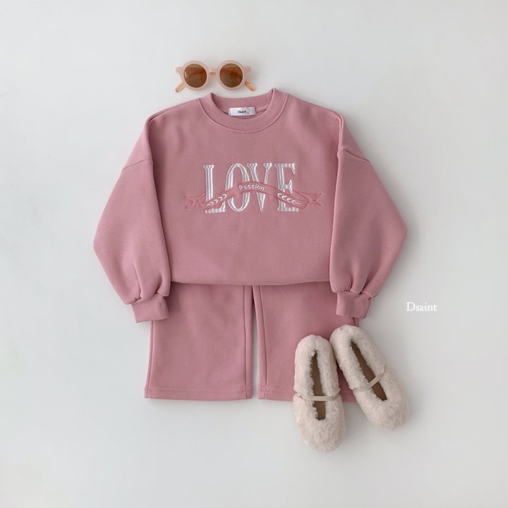 Dsaint - Korean Children Fashion - #littlefashionista - Love Wide Fleece Set - 9