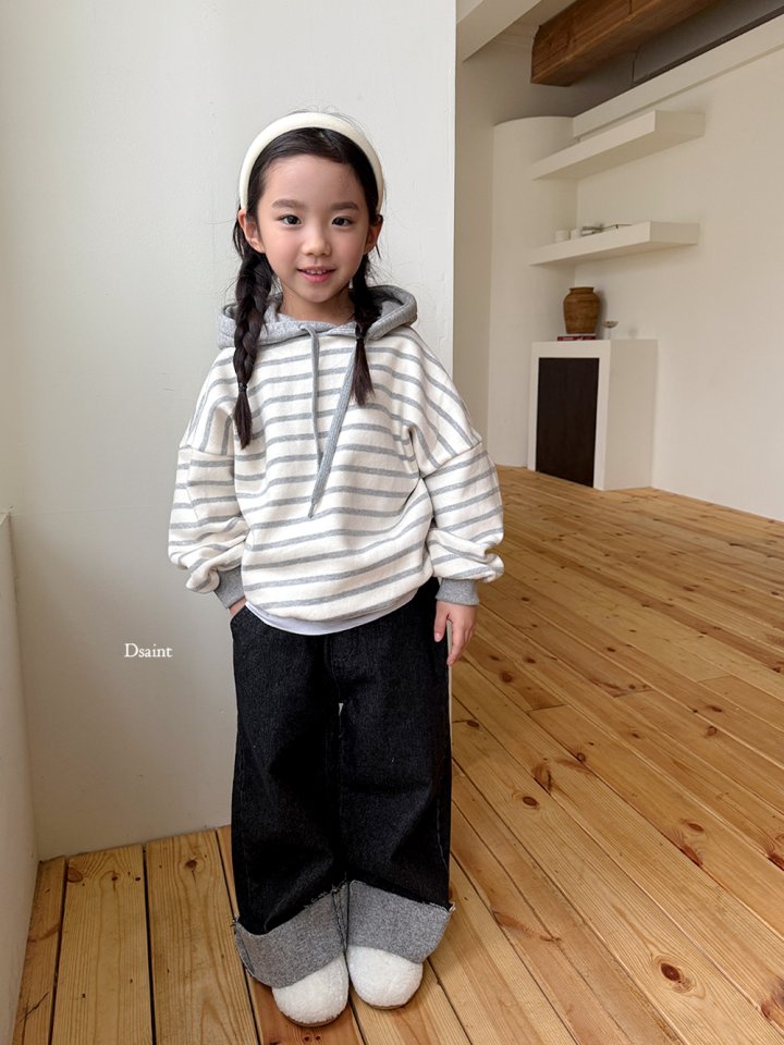 Dsaint - Korean Children Fashion - #littlefashionista - Stripe Fleece Hoodie - 10