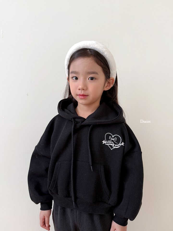 Dsaint - Korean Children Fashion - #littlefashionista - Heart Middle Ribbon Hoodie - 11