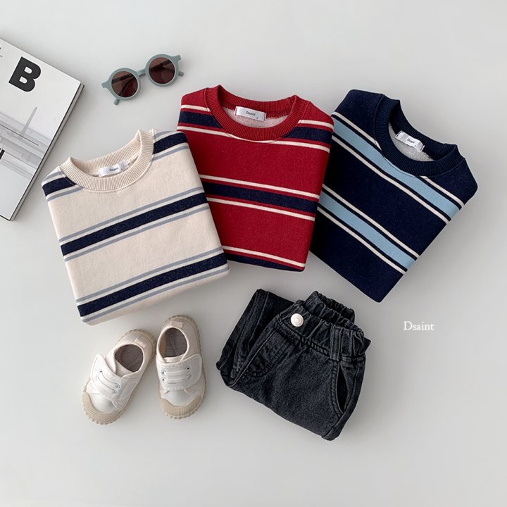 Dsaint - Korean Children Fashion - #minifashionista - Stripe Double Fleece Sweatshirt - 5