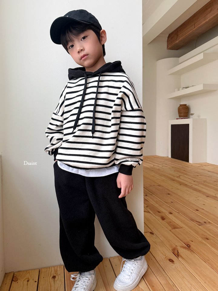 Dsaint - Korean Children Fashion - #minifashionista - Stripe Fleece Hoodie - 12
