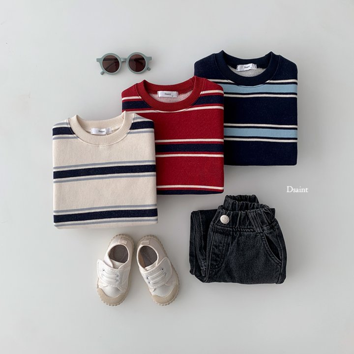 Dsaint - Korean Children Fashion - #prettylittlegirls - Stripe Double Fleece Sweatshirt - 6