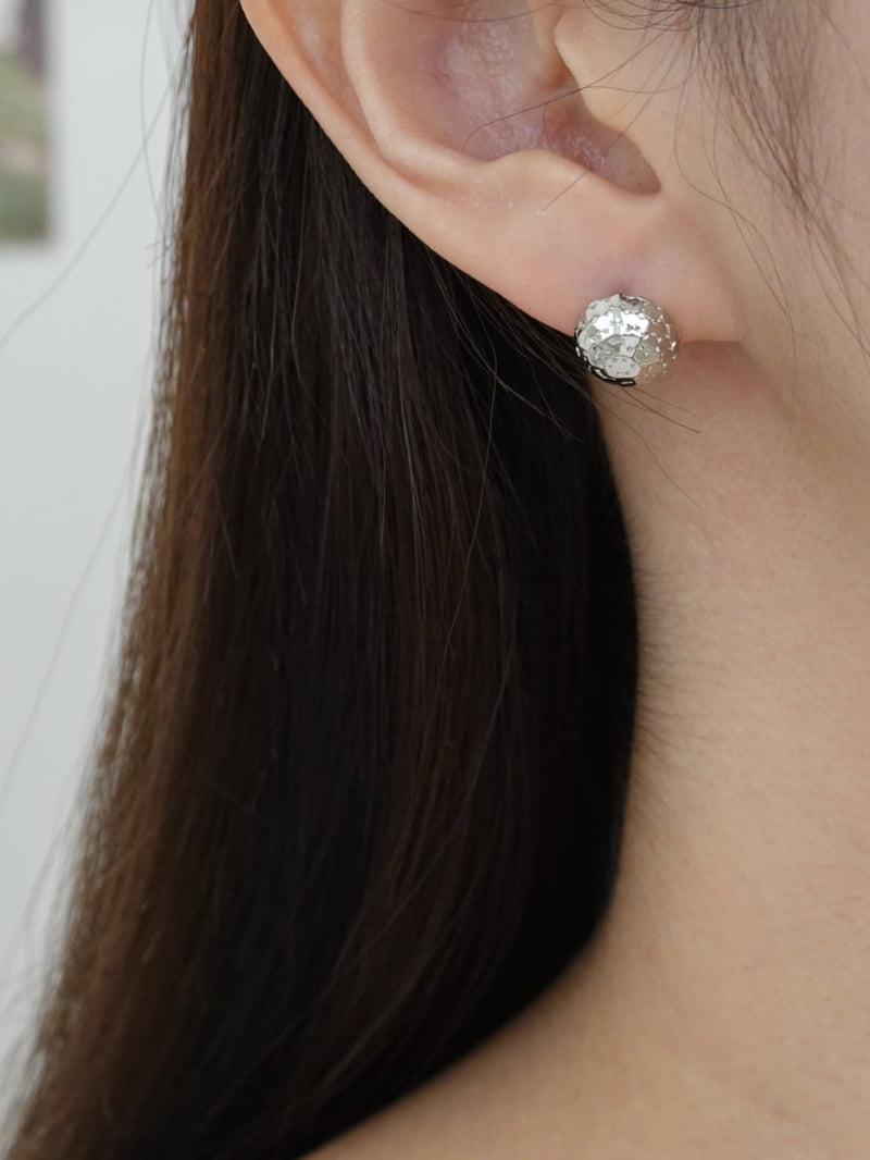 Eeiitt - Korean Women Fashion - #momslook - Fine Mirrorball Round Earrings - 7