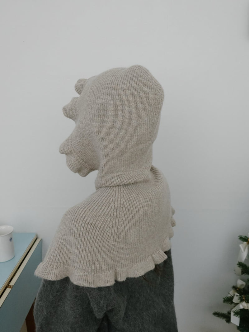 Eeiitt - Korean Women Fashion - #momslook - Frill Cape Balaclava Pleated Wool Hood - 8