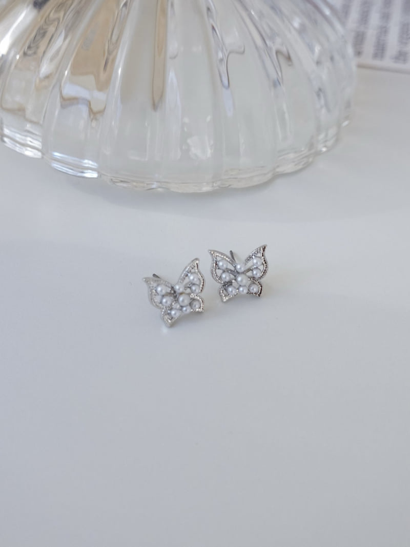Eeiitt - Korean Women Fashion - #womensfashion - Ibin Butterfly Pearl Earrings - 4