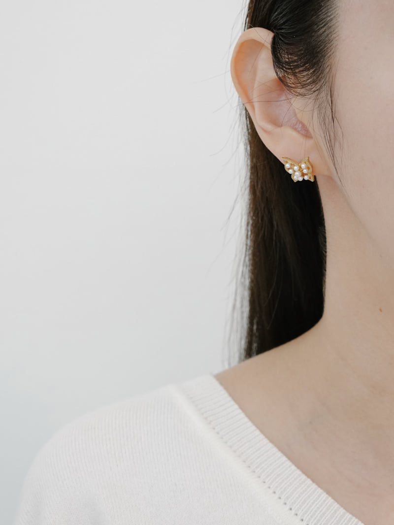 Eeiitt - Korean Women Fashion - #momslook - Ibin Butterfly Pearl Earrings - 7