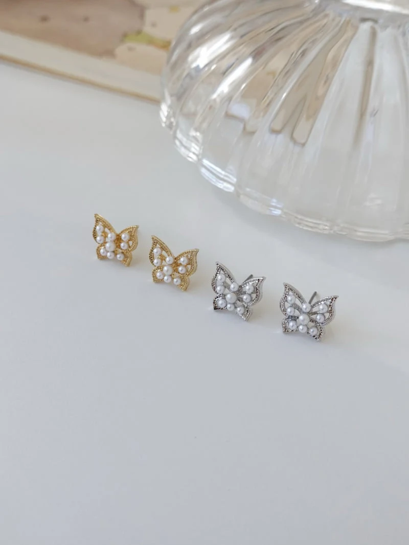 Eeiitt - Korean Women Fashion - #momslook - Ibin Butterfly Pearl Earrings - 8
