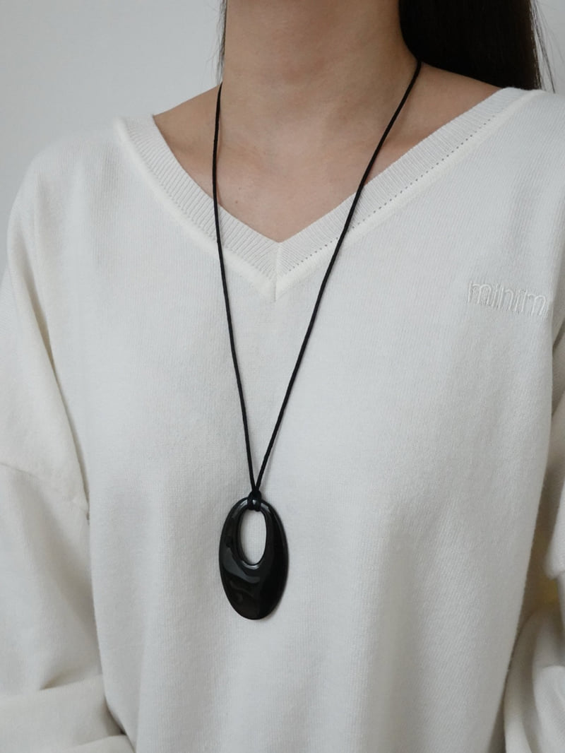 Eeiitt - Korean Women Fashion - #momslook - Pippin Onyx Pendant Necklace - 6