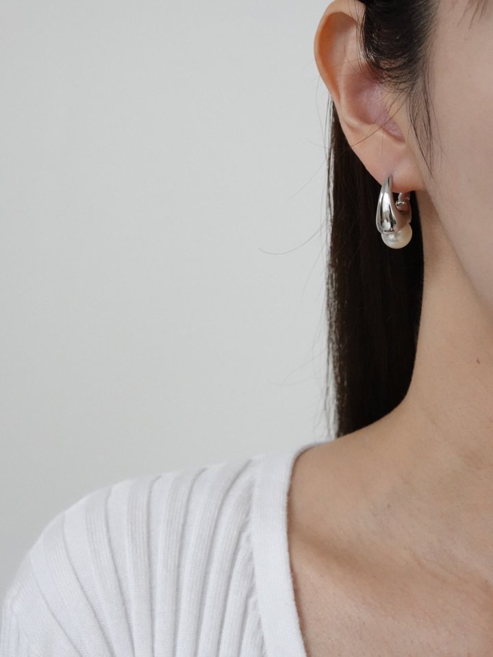 Eeiitt - Korean Women Fashion - #momslook - Taurine Pearl Ring Earrings - 2