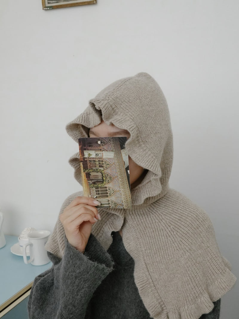 Eeiitt - Korean Women Fashion - #womensfashion - Frill Cape Balaclava Pleated Wool Hood