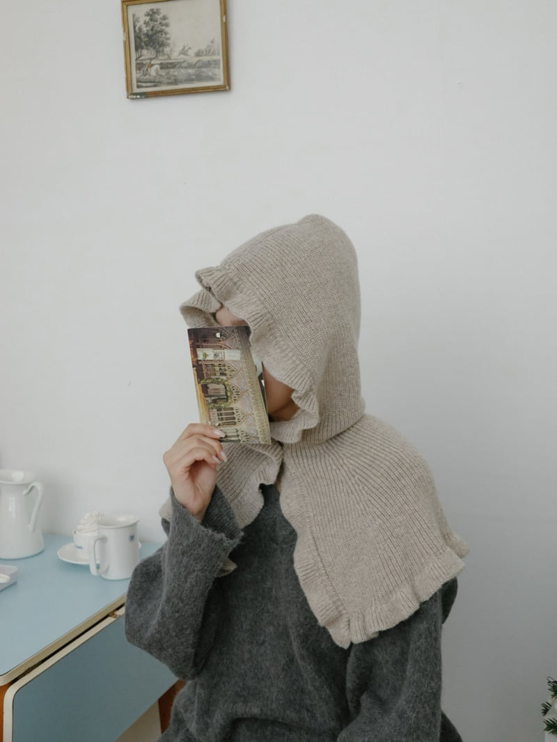 Eeiitt - Korean Women Fashion - #womensfashion - Frill Cape Balaclava Pleated Wool Hood - 3