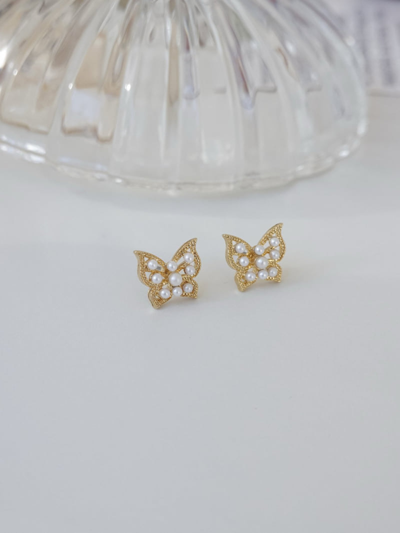 Eeiitt - Korean Women Fashion - #womensfashion - Ibin Butterfly Pearl Earrings - 3