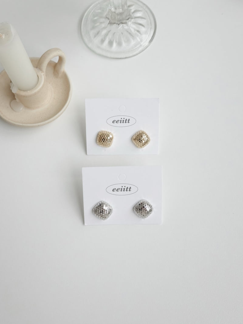 Eeiitt - Korean Women Fashion - #womensfashion - Fine Mirrorball Square Earrings - 10