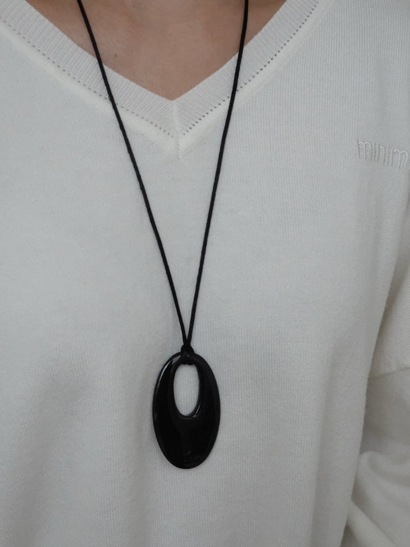 Eeiitt - Korean Women Fashion - #womensfashion - Pippin Onyx Pendant Necklace - 11