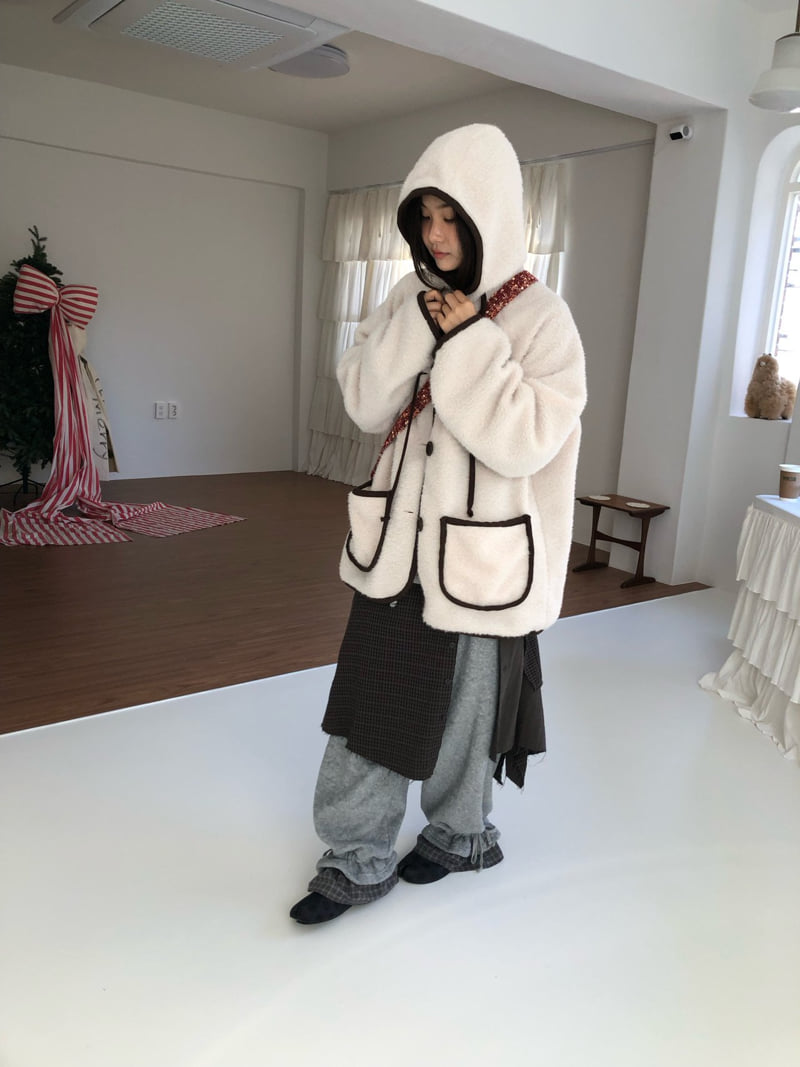 Flash - Korean Women Fashion - #momslook - Bear Fleece Hoodie Jumper - 5