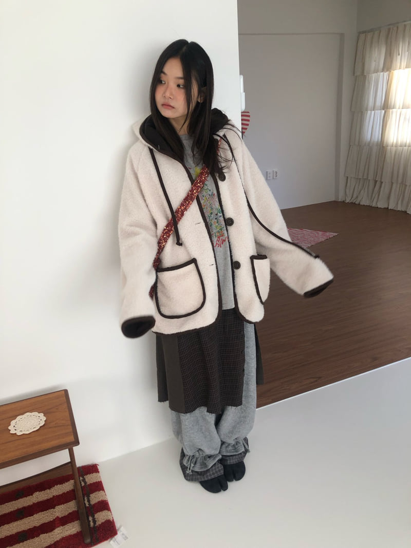 Flash - Korean Women Fashion - #momslook - Bear Fleece Hoodie Jumper - 4