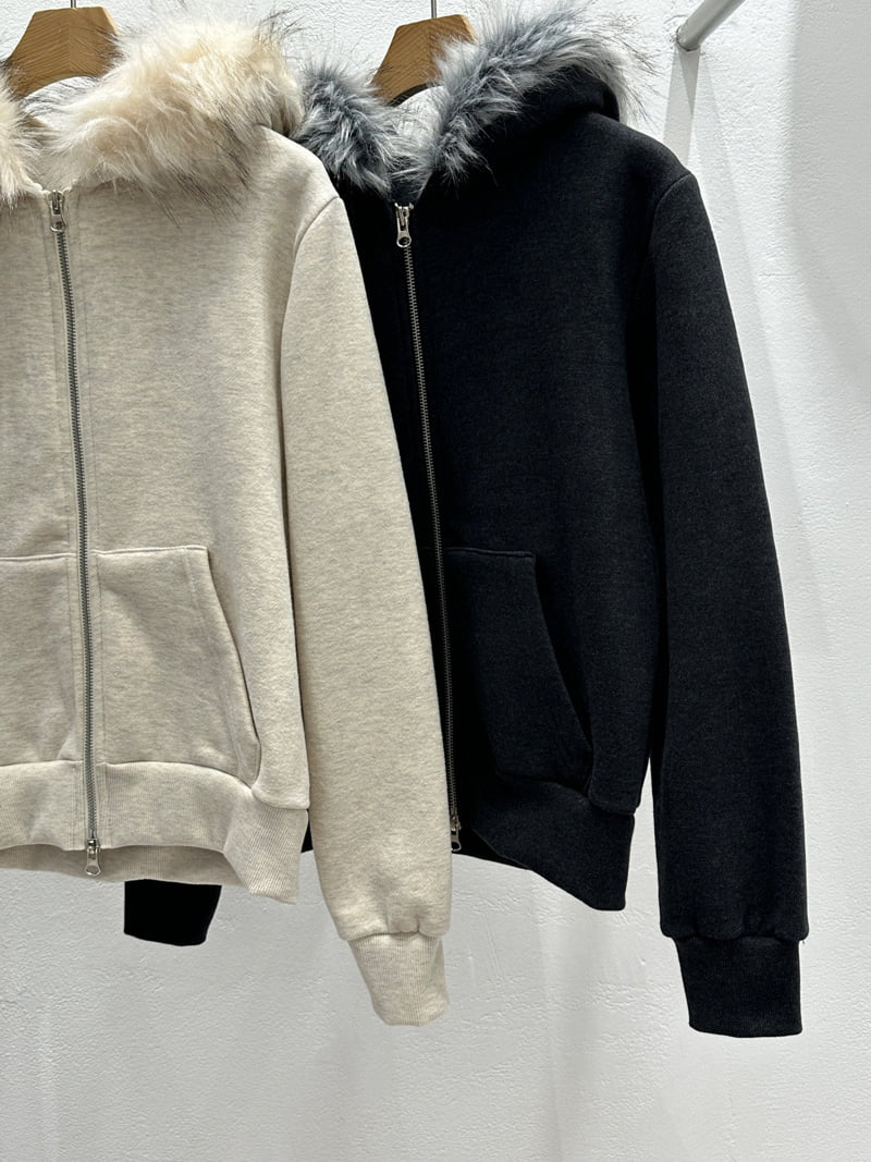 Flash - Korean Women Fashion - #womensfashion - Trimmed Double Fleece Zip-Up - 2