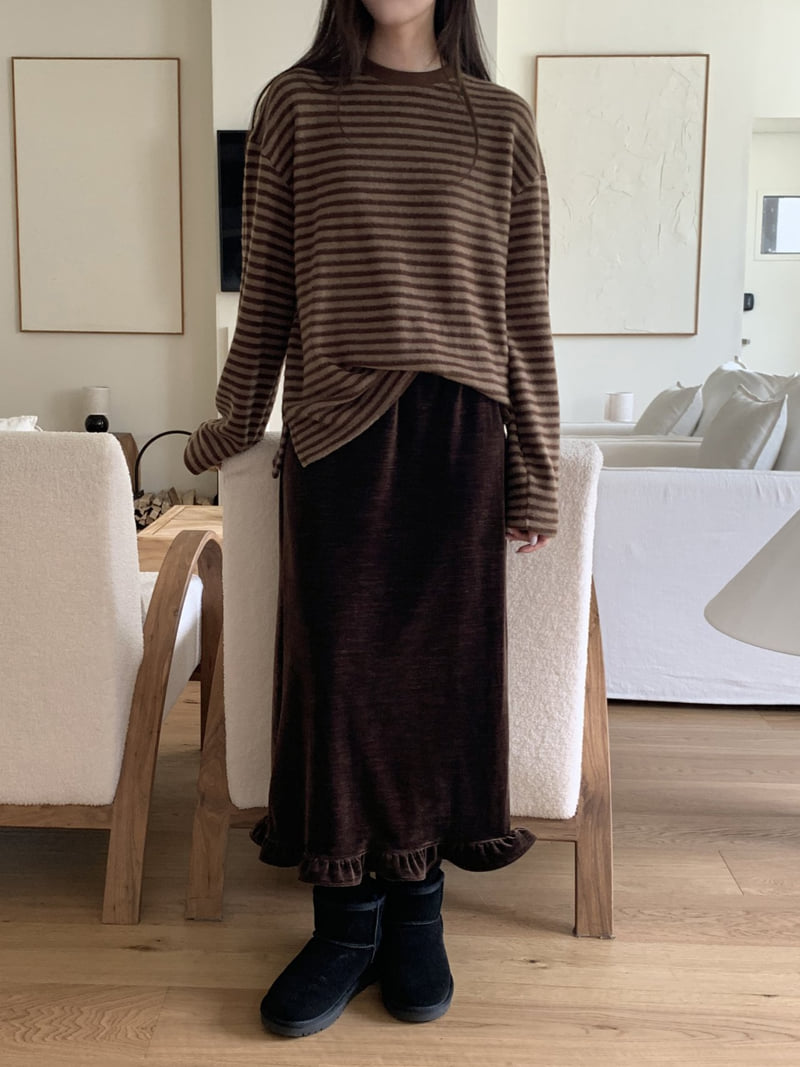 Flatyou - Korean Women Fashion - #momslook - Blessing Stripe Fleece Tee - 7
