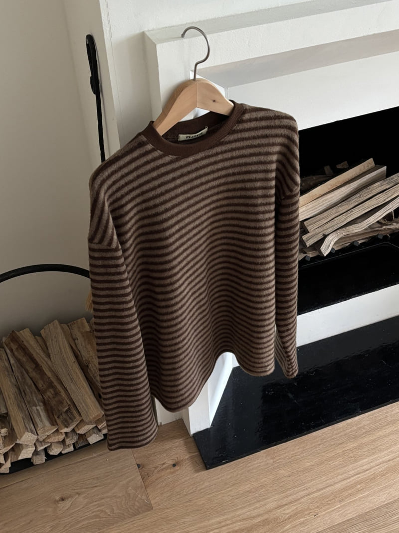 Flatyou - Korean Women Fashion - #momslook - Blessing Stripe Fleece Tee - 9