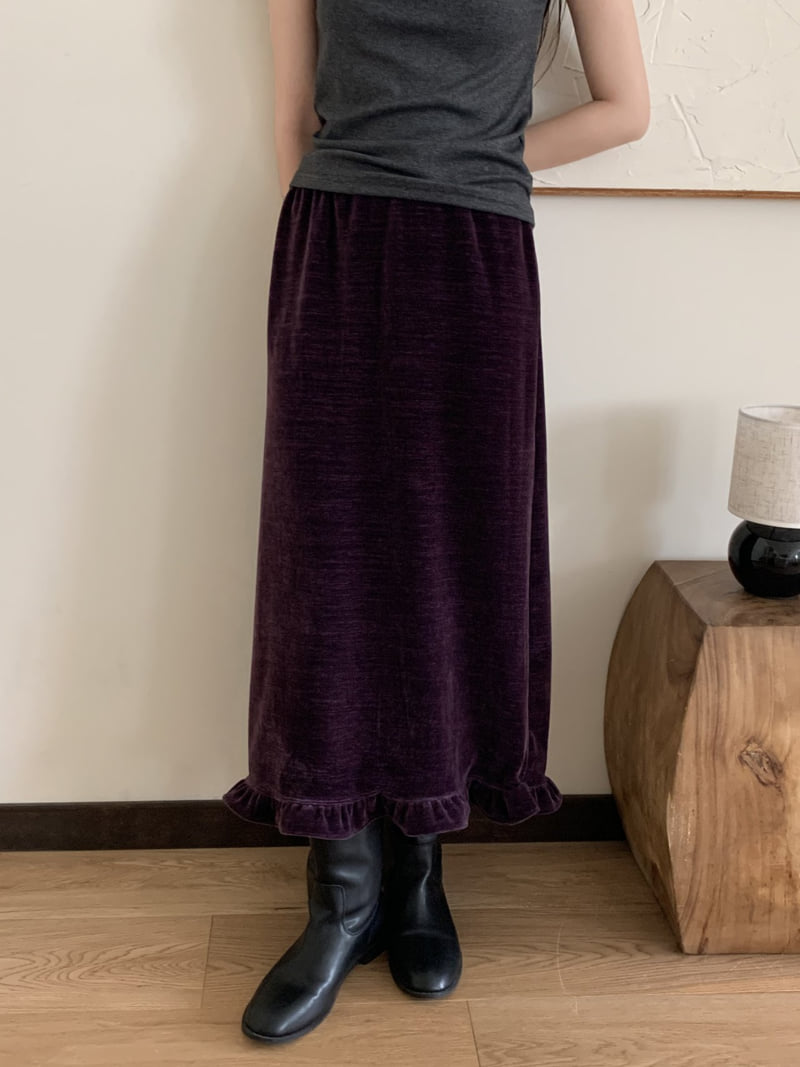 Flatyou - Korean Women Fashion - #momslook - Frill Velvet Skirt