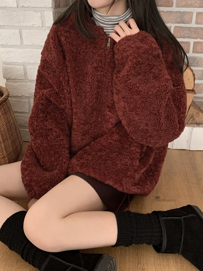 Flatyou - Korean Women Fashion - #momslook - Fleece Stripe Turtleneck Tee - 12