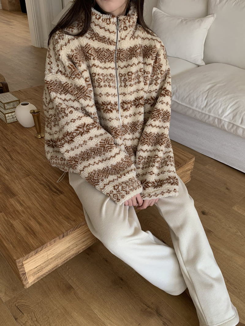 Flatyou - Korean Women Fashion - #momslook - Nordic Shearling Jumper - 7