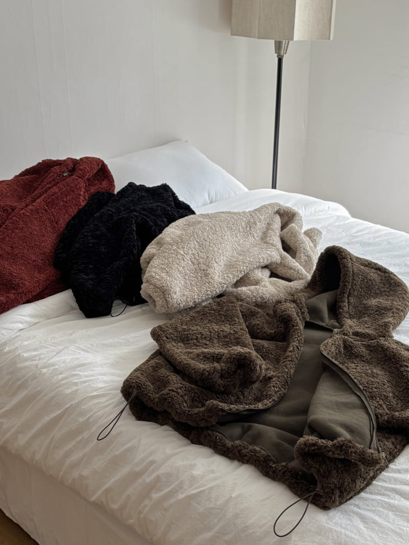 Flatyou - Korean Women Fashion - #momslook - Teddy Hooded Fleece Jumper