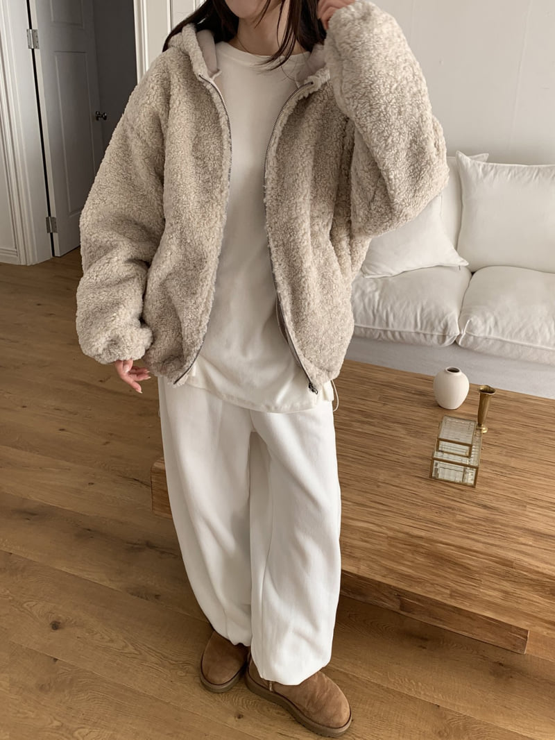 Flatyou - Korean Women Fashion - #momslook - Teddy Hooded Fleece Jumper - 7