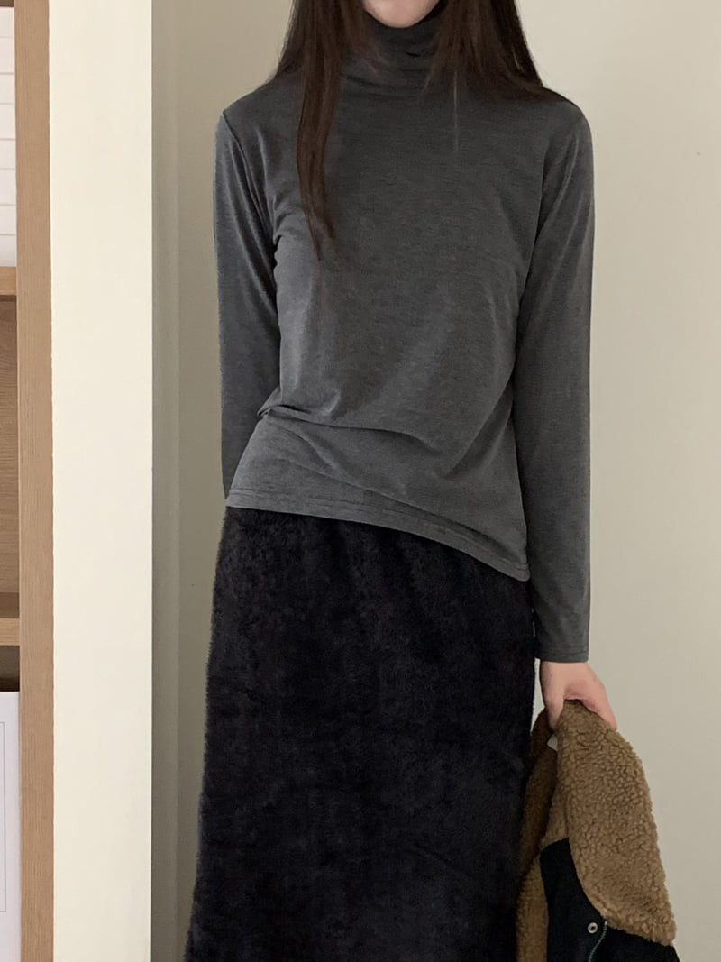 Flatyou - Korean Women Fashion - #restrostyle - Brushed Turtleneck Tee - 5