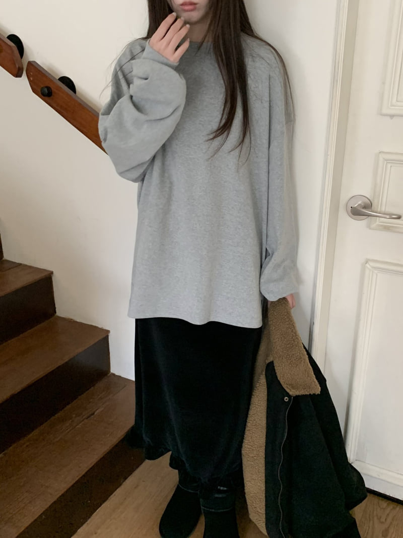 Flatyou - Korean Women Fashion - #romanticstyle - Peach Fleece Long Sweatshirt Tee - 5