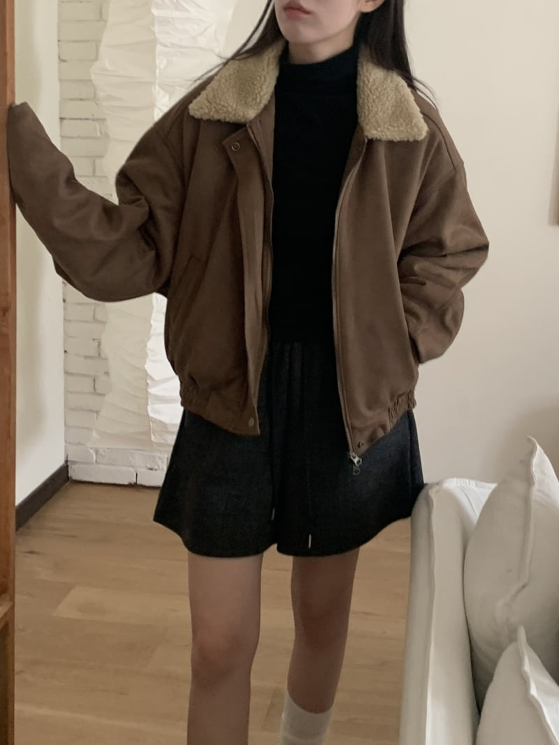 Flatyou - Korean Women Fashion - #shopsmall - Suede Shearling Blouson - 5