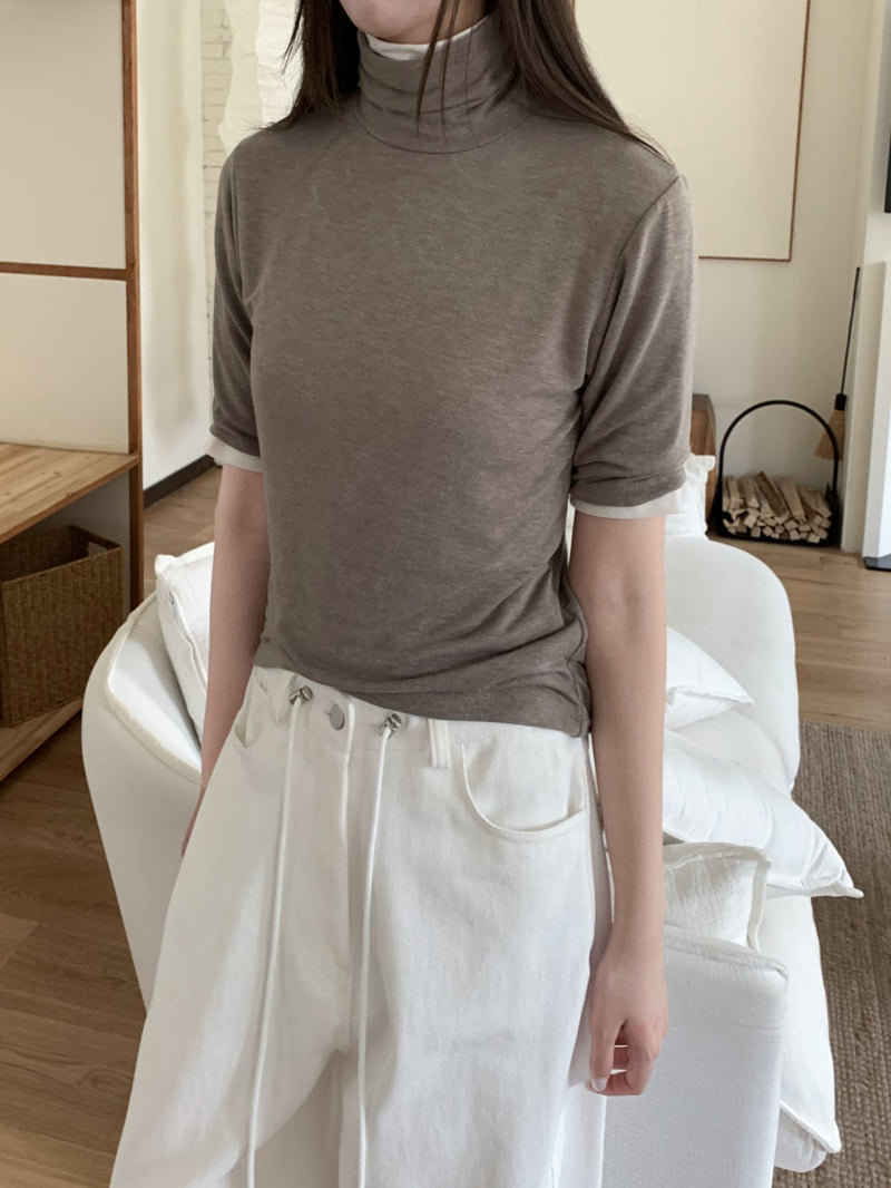 Flatyou - Korean Women Fashion - #romanticstyle - Regular Turtleneck Tee - 4