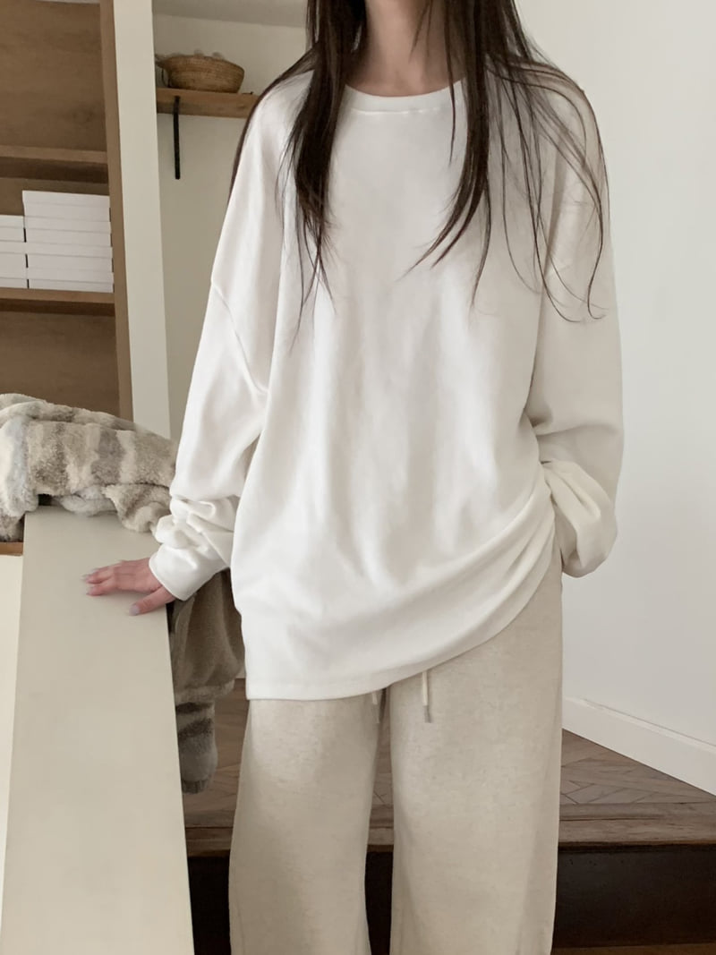 Flatyou - Korean Women Fashion - #thatsdarling - Peach Fleece Long Sweatshirt Tee - 7