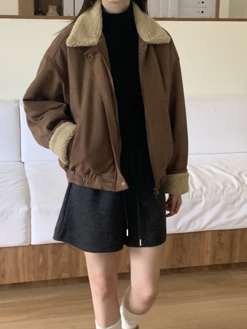 Flatyou - Korean Women Fashion - #thelittlethings - Suede Shearling Blouson - 7
