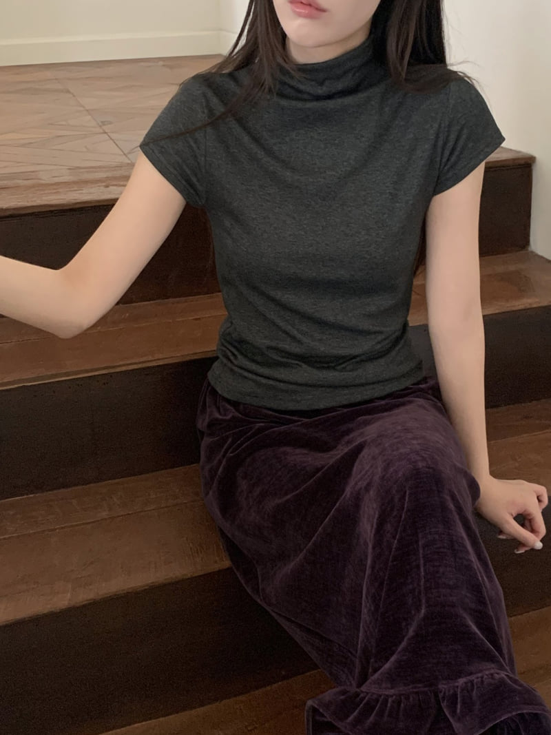 Flatyou - Korean Women Fashion - #thelittlethings - Cap Sleeve Half Turtleneck Tee - 5