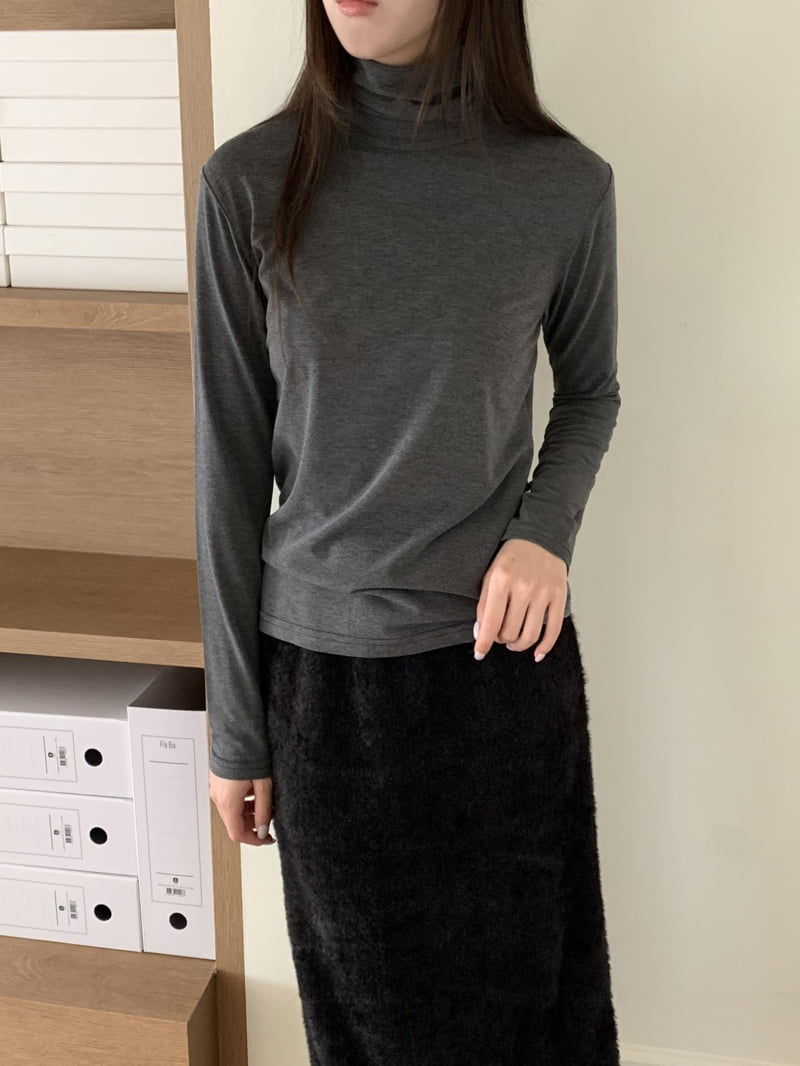 Flatyou - Korean Women Fashion - #vintageinspired - Brushed Turtleneck Tee - 2