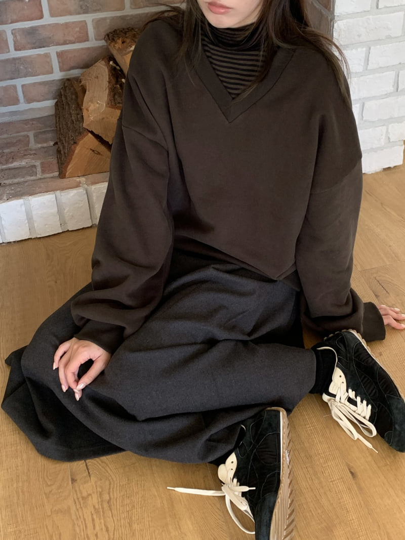 Flatyou - Korean Women Fashion - #vintageinspired - V Neck Double Fleece Sweatshirt - 11