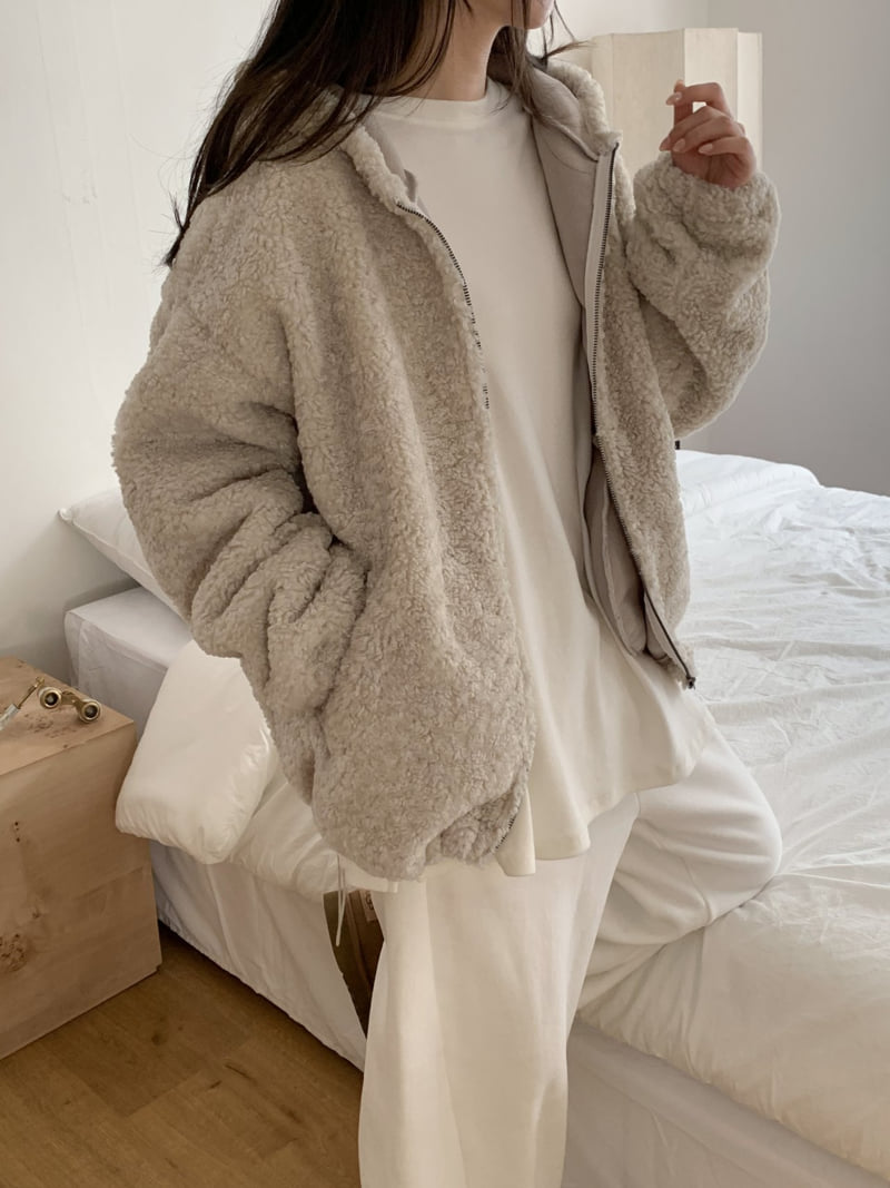 Flatyou - Korean Women Fashion - #vintageinspired - Teddy Hooded Fleece Jumper - 9