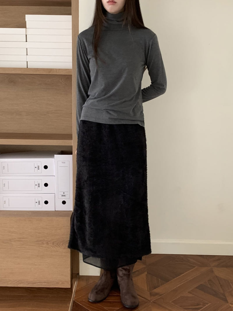 Flatyou - Korean Women Fashion - #vintagekidsstyle - Brushed Turtleneck Tee - 3